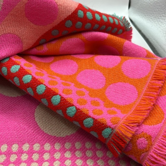 ALEX MAX - Pink Stripes & Polka Dots Scarf Colorful Made in Italy - Picture 7 of 12
